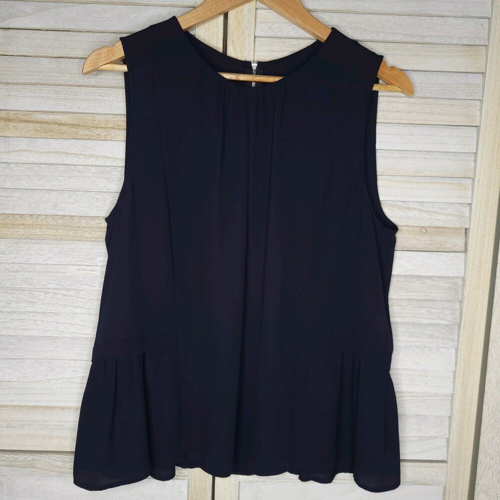 J.Crew peplum top sleeveless dark blue zip back womens small medium dress tank